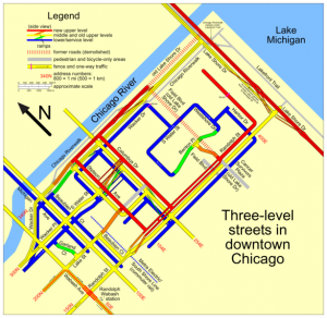 Map of Chicago's Multi-Level Streets